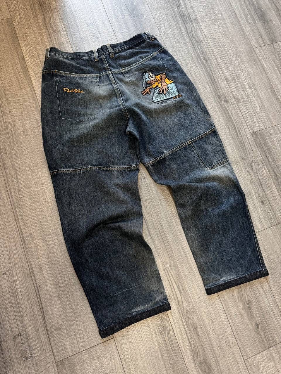 JNCO VINTAGE Y2K RAW BLUE BAGGY CYBER WING DENIM SEQUIN JEANS 36 Size US 36 / EU 52 - 6 Thumbnail