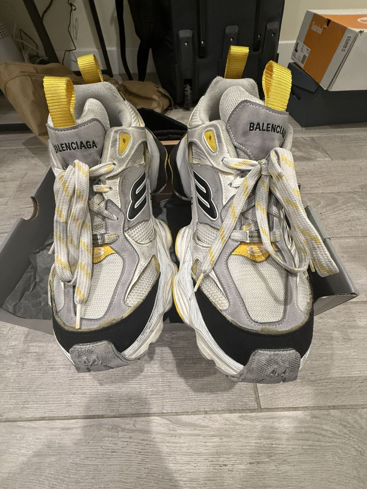 Balenciaga CARGO SNEAKERS - GREY/ WHITE/ YELLOW Size US 11 / EU 44 - 2 Thumbnail