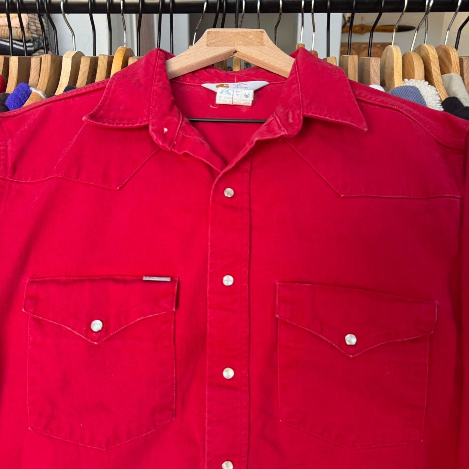 Carhartt Vintage 90s Union Made Carhartt Western Pearl Snap Size US XL / EU 56 / 4 - 3 Thumbnail