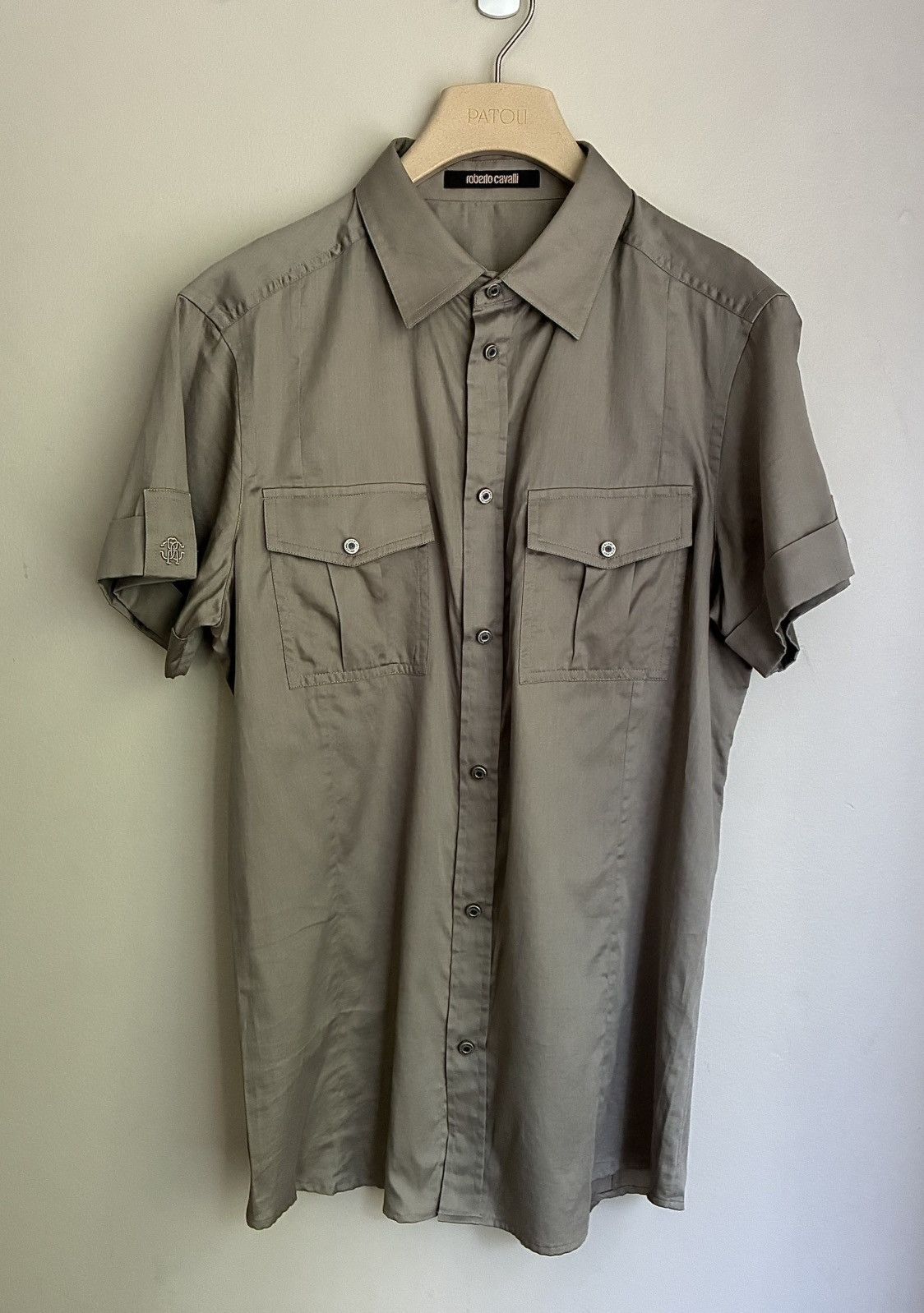 Roberto Cavalli Roberto Cavalli Silk Snap Button Military Shirt Size US M / EU 48-50 / 2 - 2 Thumbnail