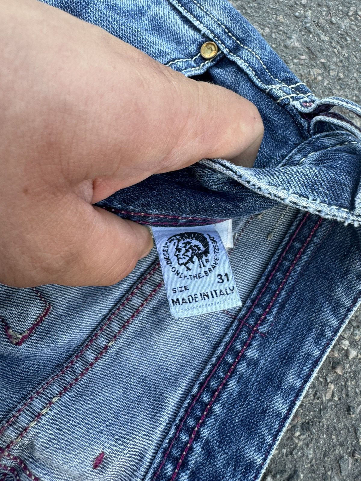 Diesel × Vintage Vintage Y2K Diesel Embroidered Logo Pocket Denom Jeans Pants Size US 31 - 4 Thumbnail
