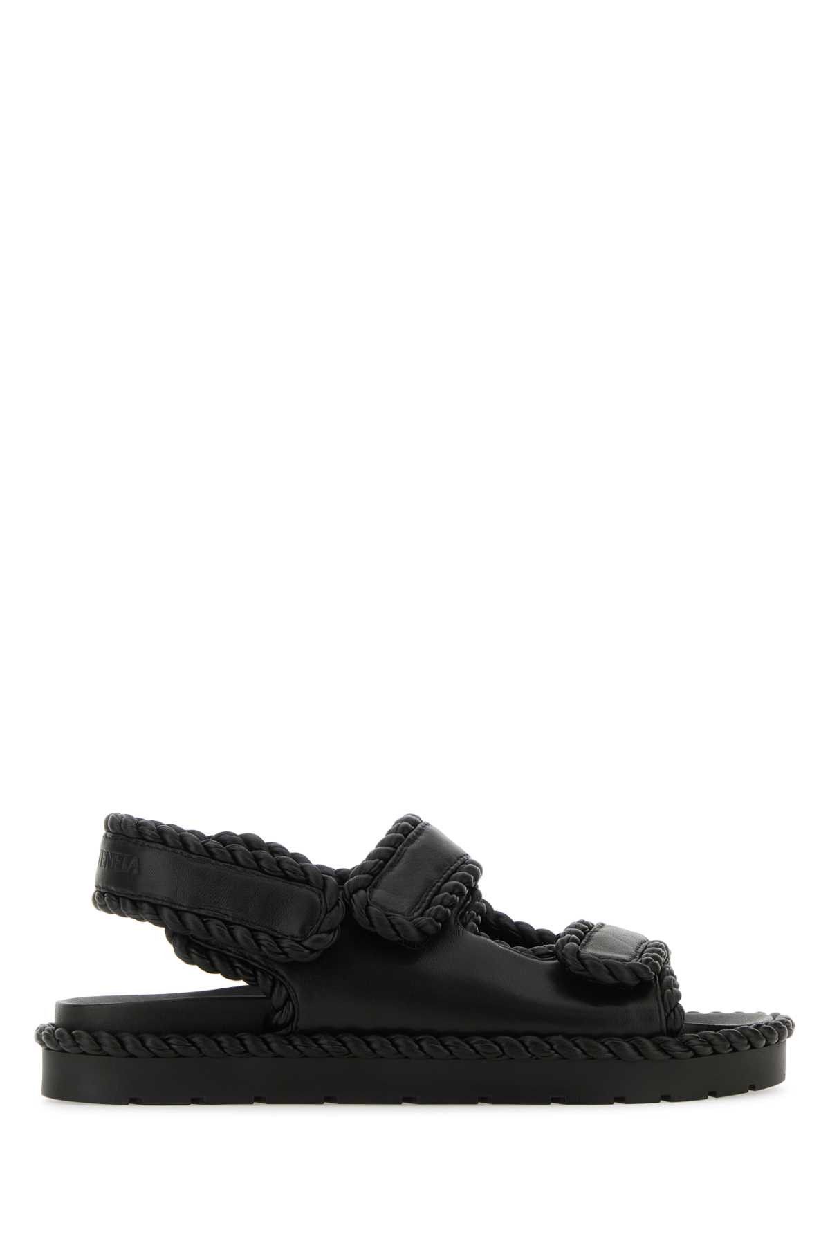 image of Bottega Veneta Black Nappa Leather Jack Sandals, Women's (Size 7)