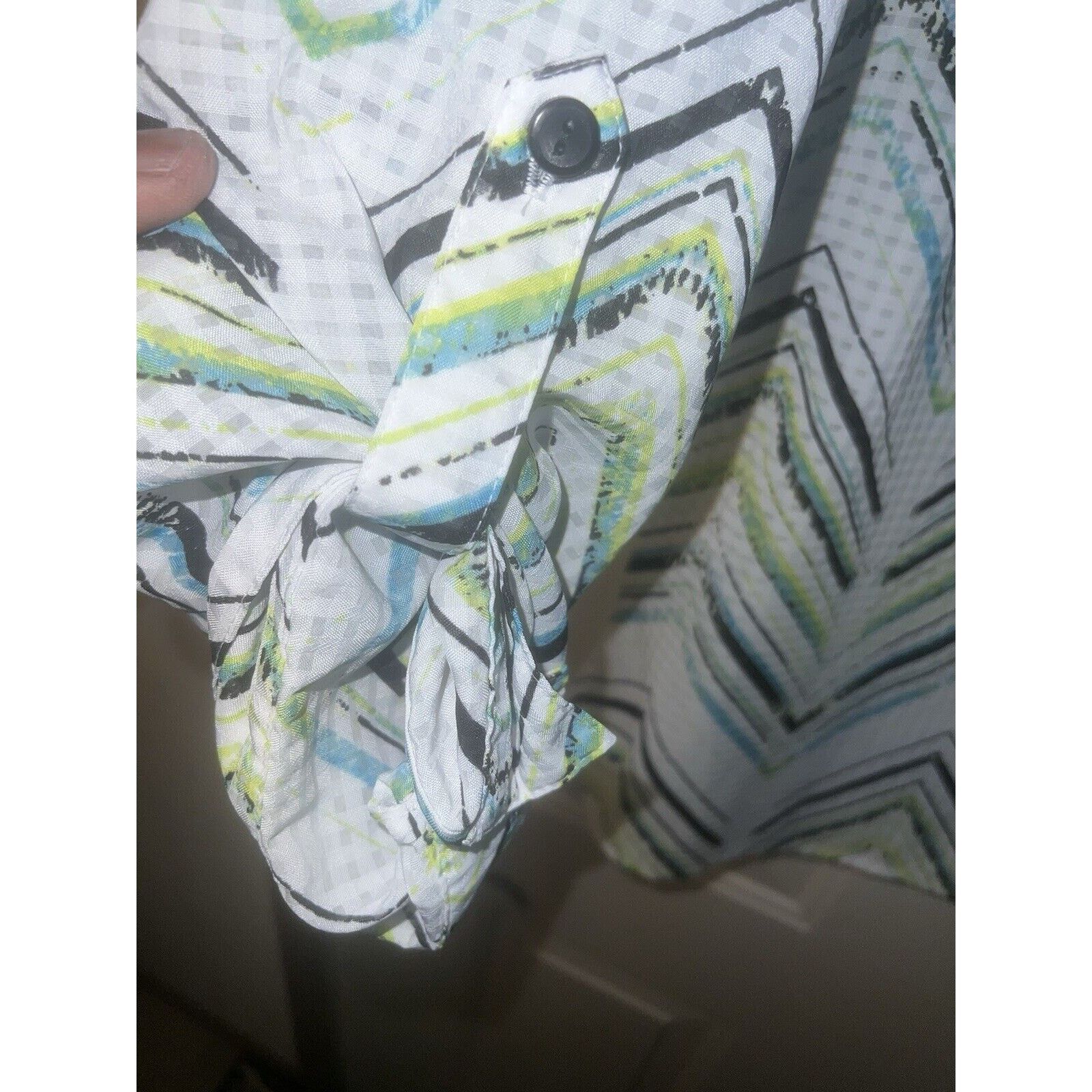 & Other Stories Studio Works Blouse Womens XXL Button Down Shirt White Green Size XXL / US 16-18 / IT 52-54 - 4 Thumbnail