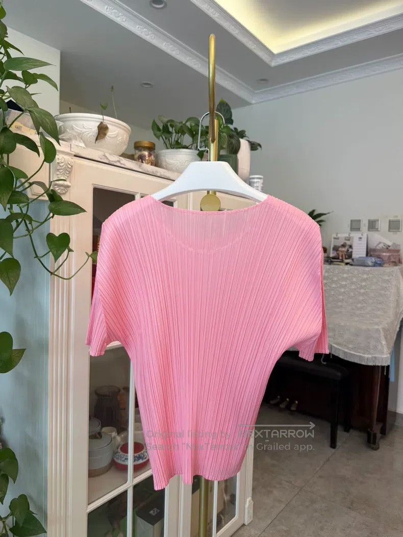 Issey Miyake Issey Miyake Short-Sleeve Crew-Neck Classic Pink Top Size XL / US 12-14 / IT 48-50 - 6 Thumbnail