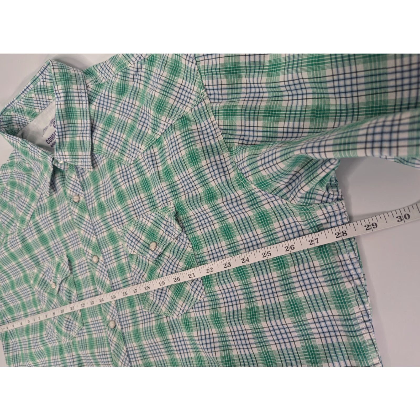Wrangler Wrangler 20X Competition Advance Comfort Green Plaid Short Sleeve 2XL Pearl Snap Button-Up Shirt Mens Size US 39 - 5 Thumbnail