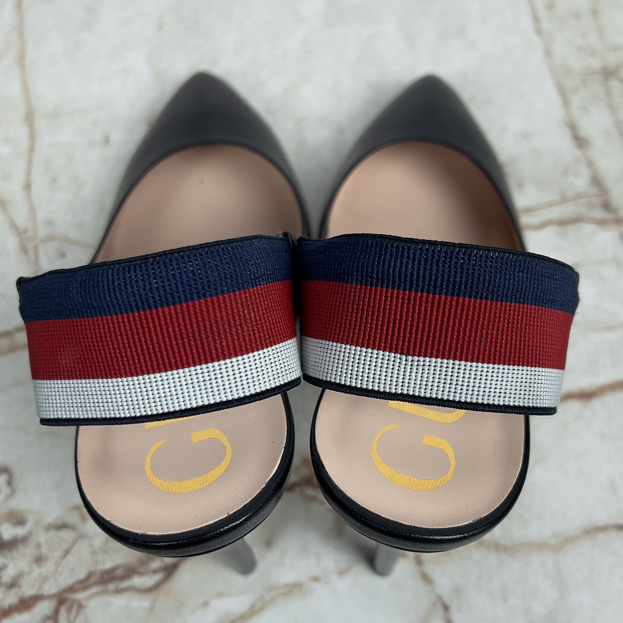 Gucci Sylvie Malaga Web Stripe Pumps High Heels Leather Size US 8.5 / IT 38.5 - 6 Thumbnail