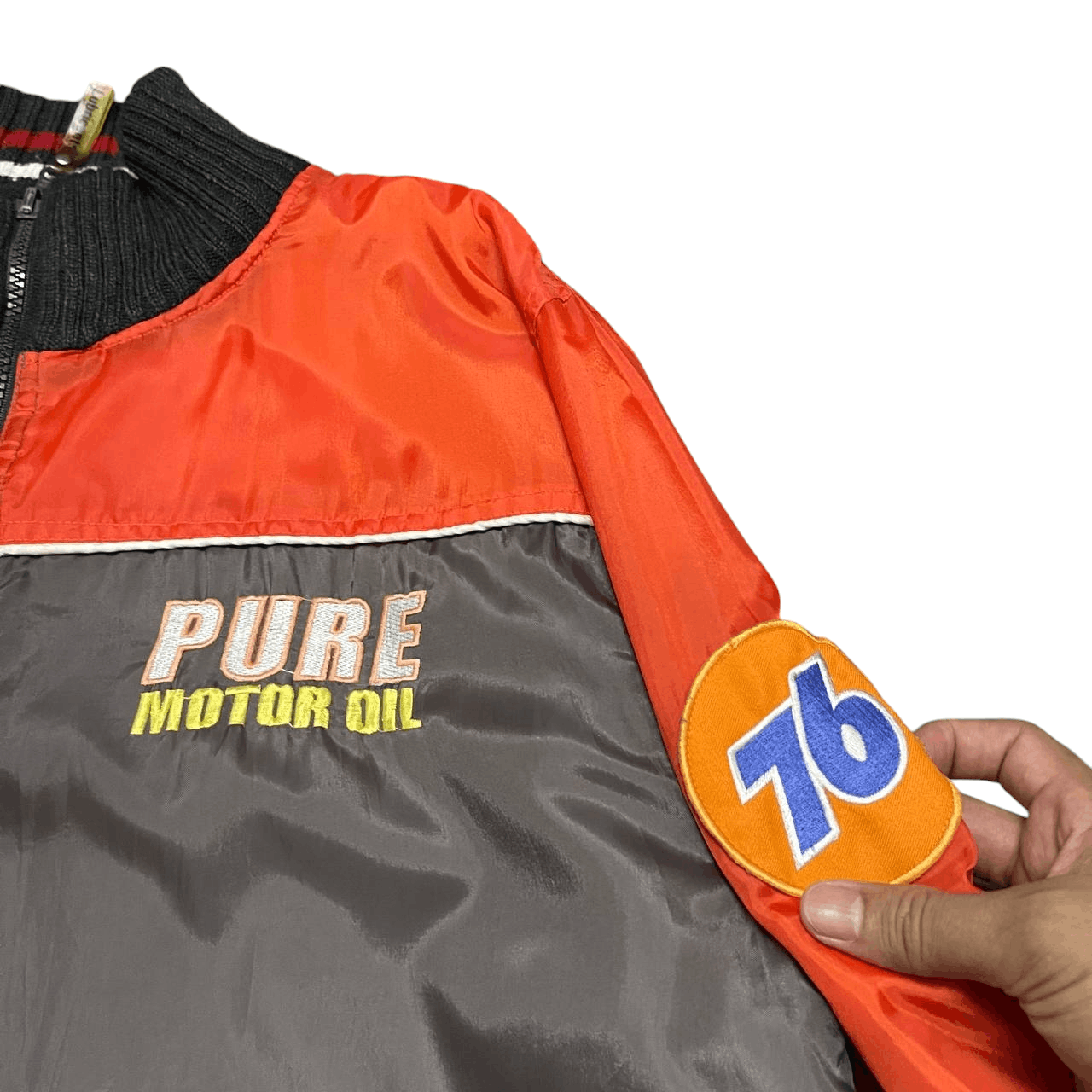 Japanese Brand Vintage 76 Lubricant Racing Oil Puffer Jacket Reversible Size US L / EU 52-54 / 3 - 8 Thumbnail
