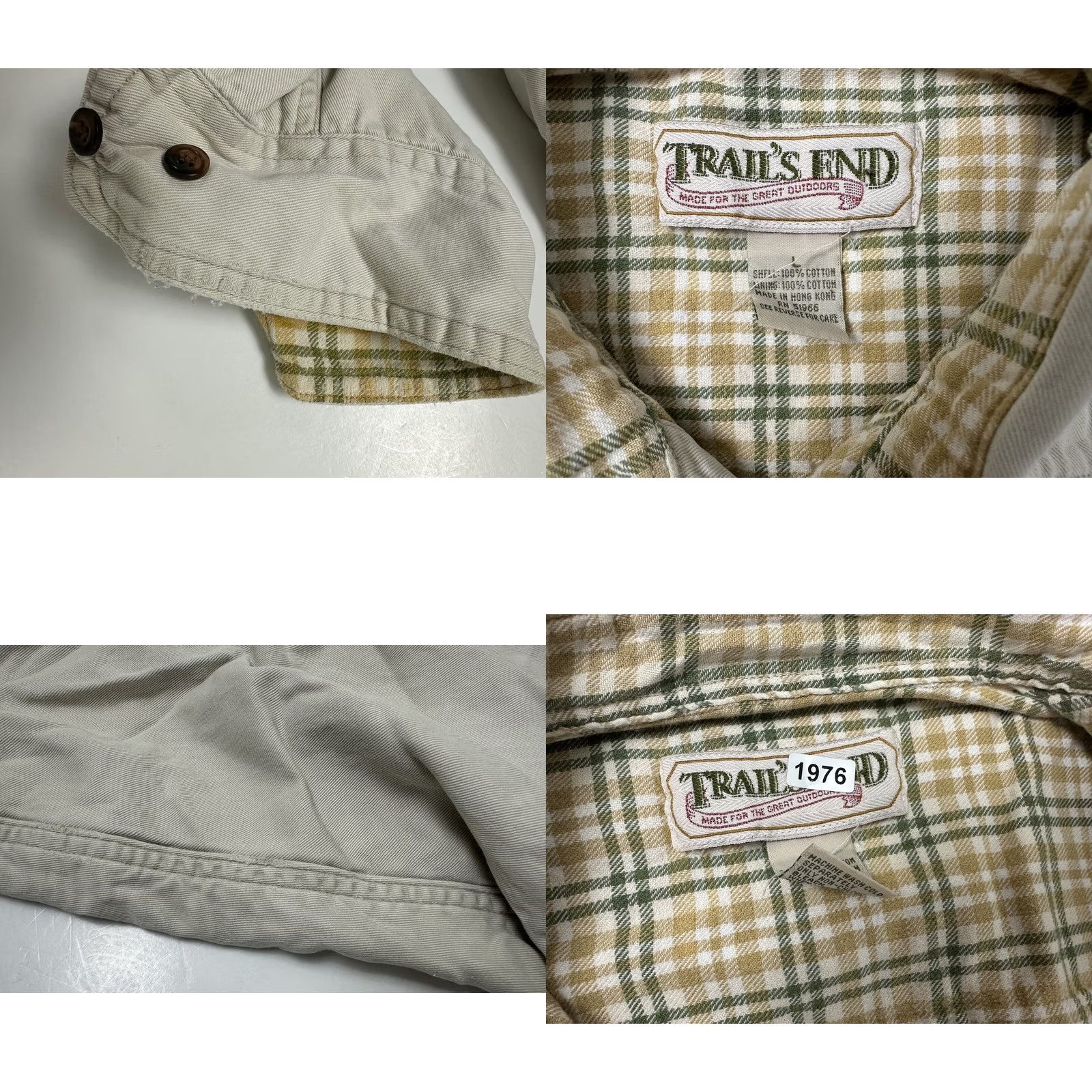 Vintage VINTAGE Trail's End Flannel-Lined Shirt Jacket Mens Large Ivory Cotton Twill 90s Grunge Casual Shirt Jacket Men Large Ivory Accessories: Pockets Size US L / EU 52-54 / 3 - 10 Thumbnail