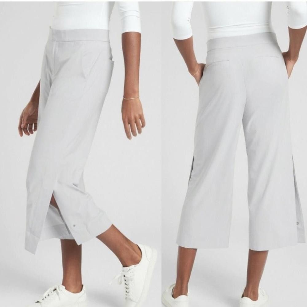 Designer Athleta Tribeca Crop Pant Tern Grey Size 2 Wide Leg Size 26" / US 2 / IT 38 - 2 Thumbnail