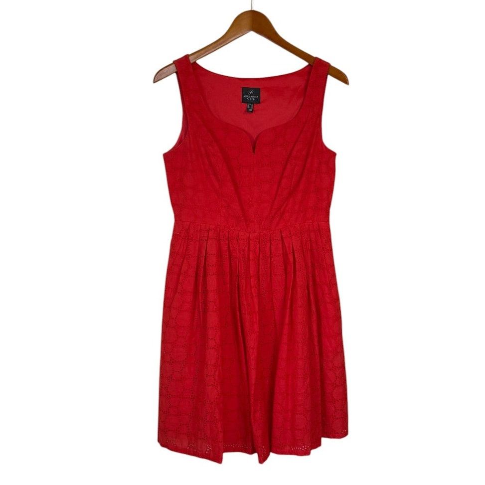 Adrianna Papell Adrianna Papell Dress Women 10 Petite Red Eyelet Party Size L / US 10 / IT 46 - 1 Thumbnail
