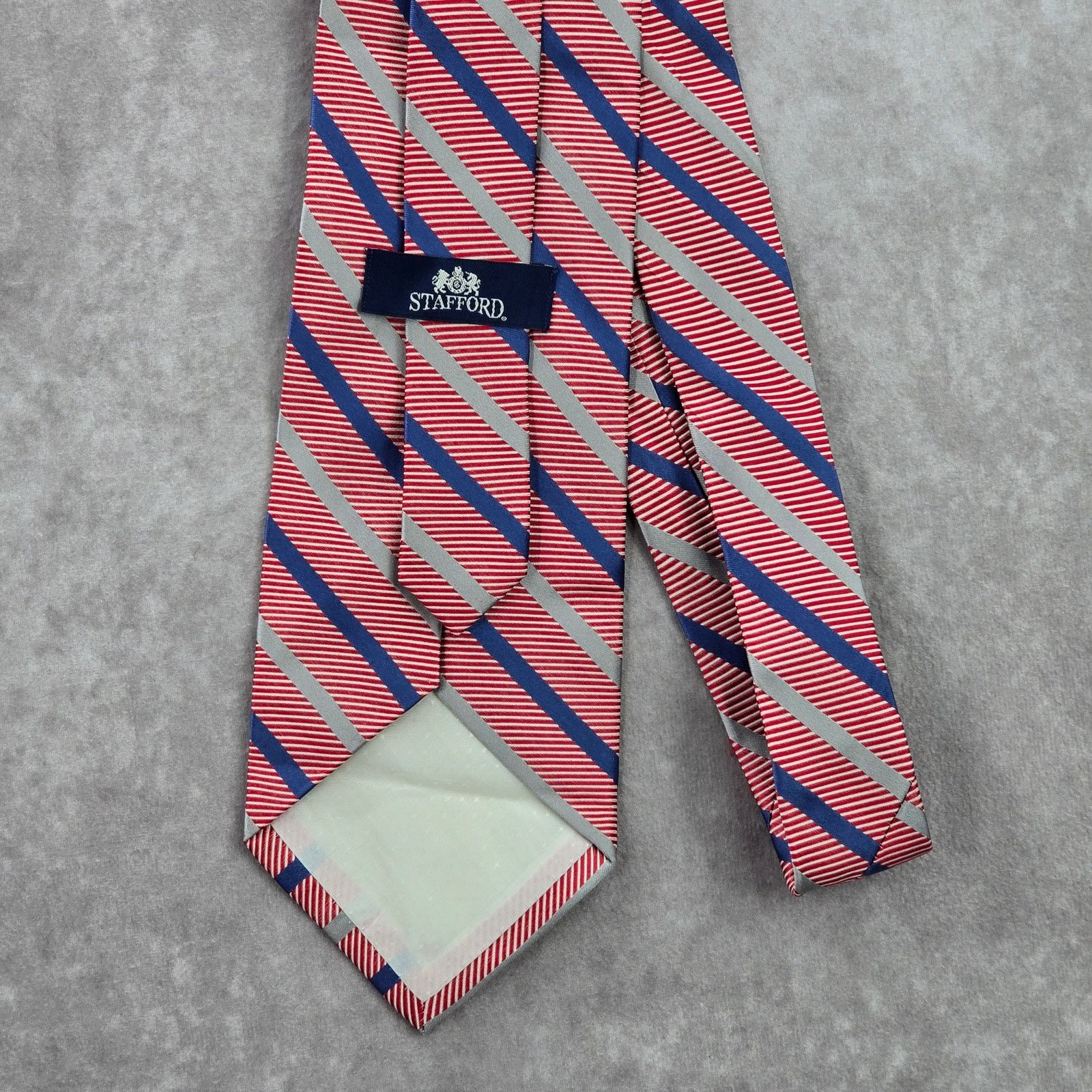Stafford Stafford Red Stripe Repp Geometric 100% Silk Neck Tie NWOT Size 30 - 3 Thumbnail