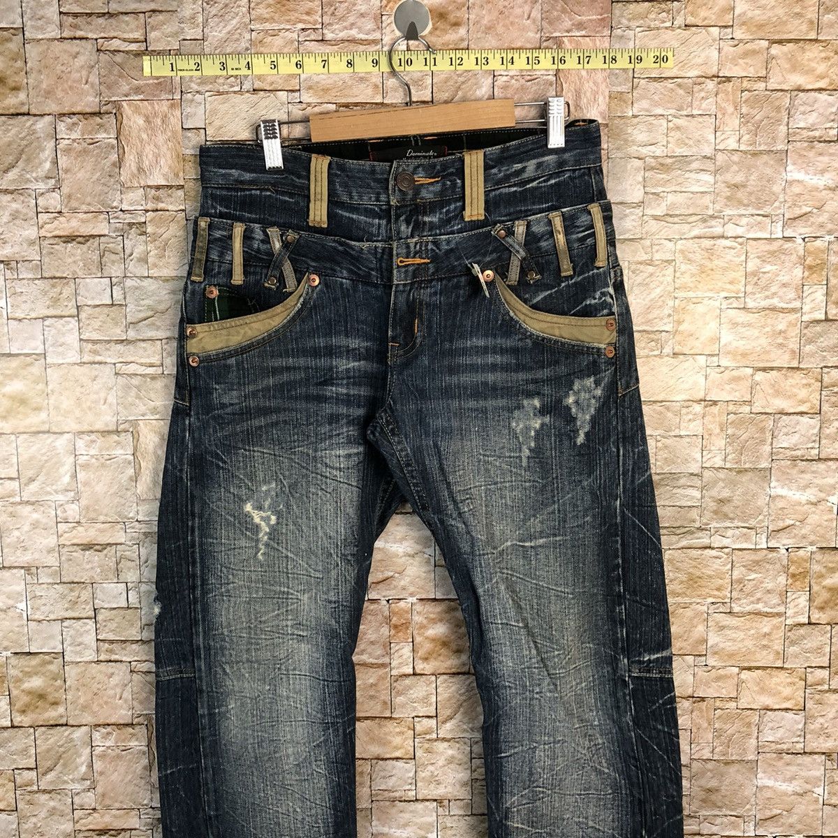 Japanese Brand DL Dominate faded double waist Distressed Denim Pants #A432 Size US 30 / EU 46 - 2 Thumbnail