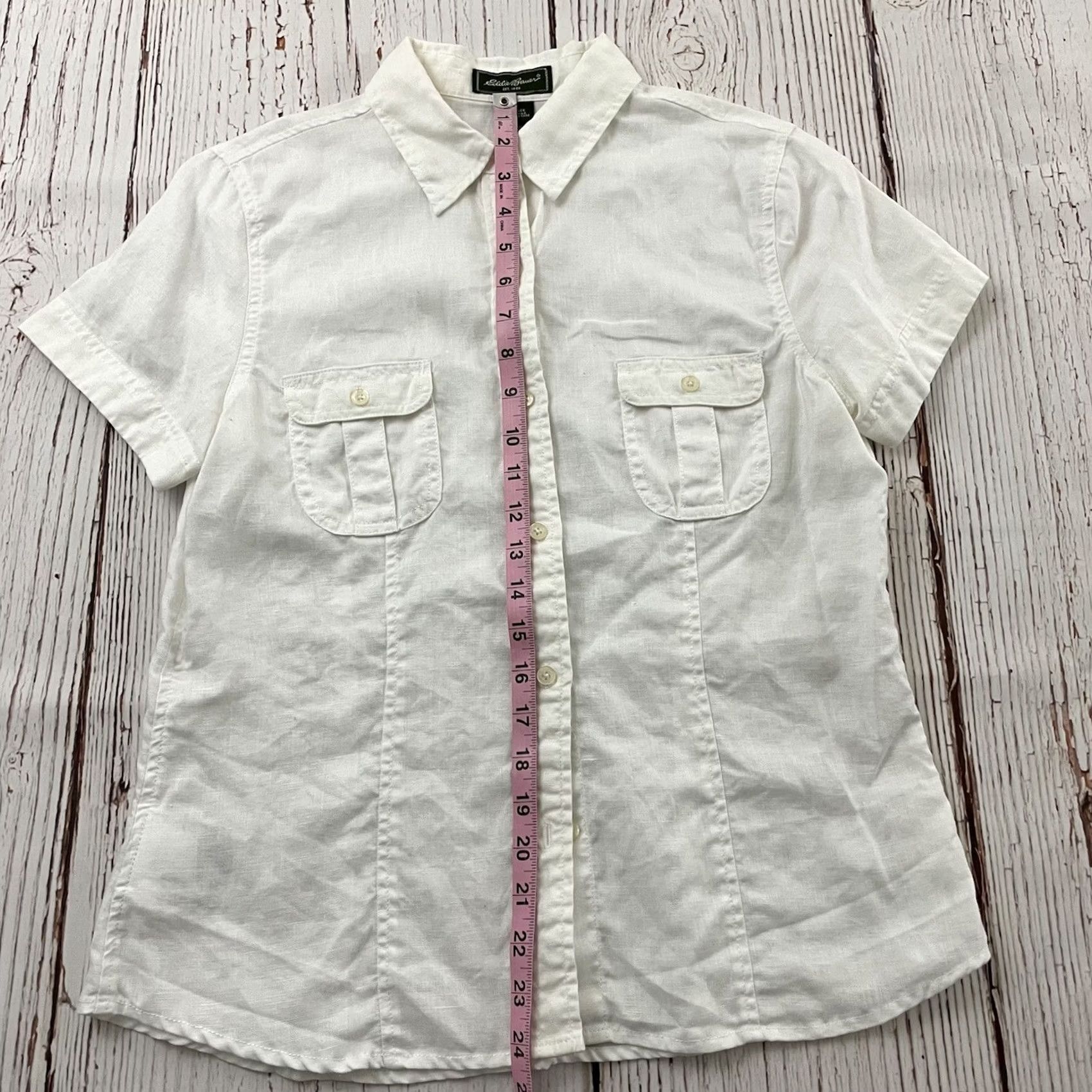 Eddie Bauer Eddie Bauer White Linen Top Blouse Shirt Women's M Size M / US 6-8 / IT 42-44 - 4 Thumbnail