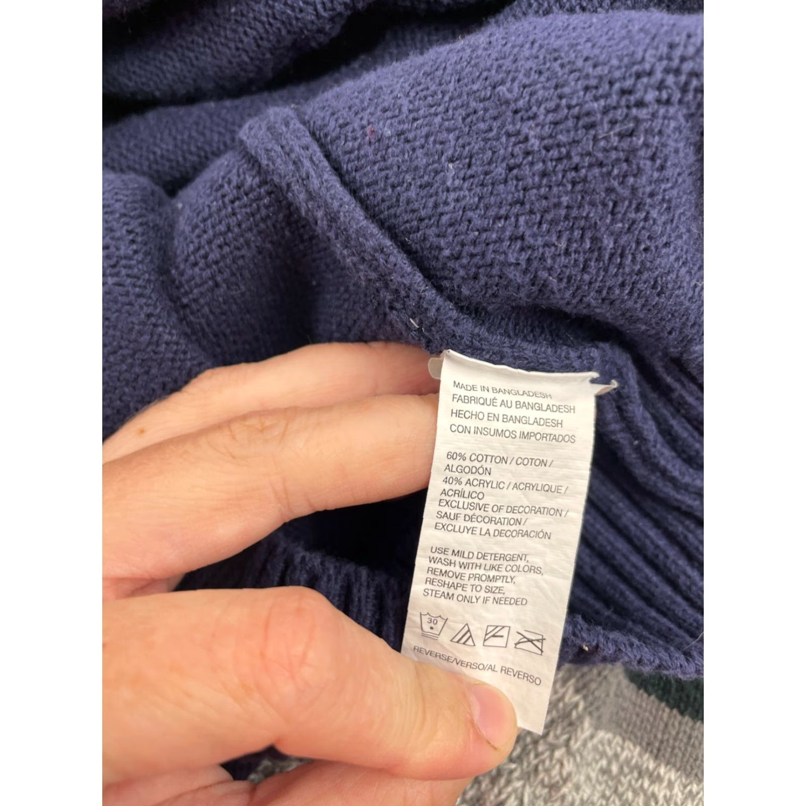 Izod IZOD Sweater Men XL Navy Green Gray Color Blocks Crew Neck Ribbed Edges, Pullover, Regular, Blue, Size XL, Men, Clothing, Modern, Breathable Size US XL / EU 56 / 4 - 8 Thumbnail