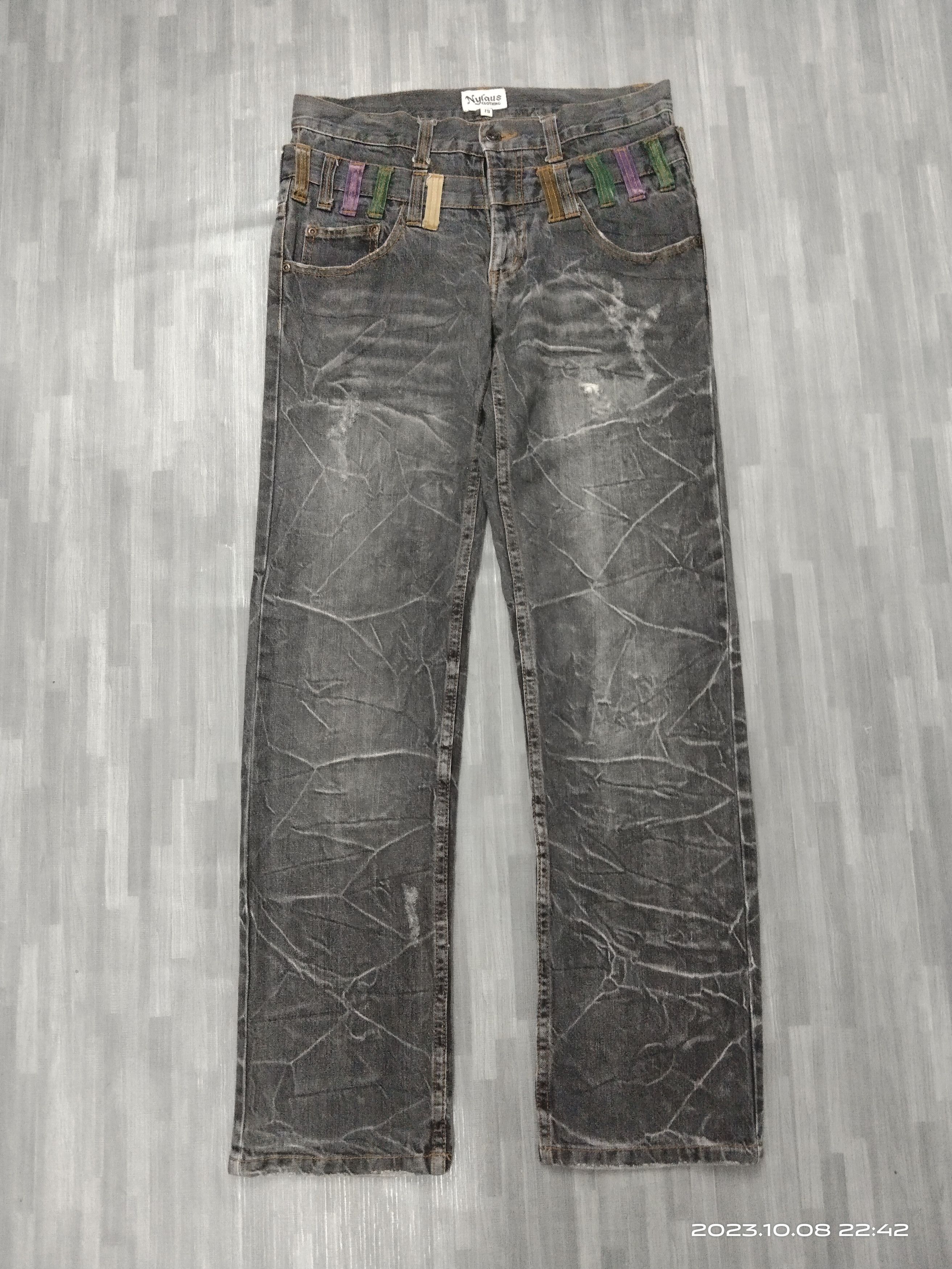 Japanese Brand SICK DOUBLE WAIST NYLAUS CLOTHING DENIM PANTS Size US 30 / EU 46 - 2 Thumbnail