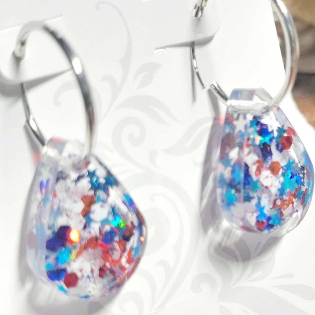 Handmade Patriotic 4th Of July Red White And Blue Teardrop Earrings Size ONE SIZE - 2 Thumbnail