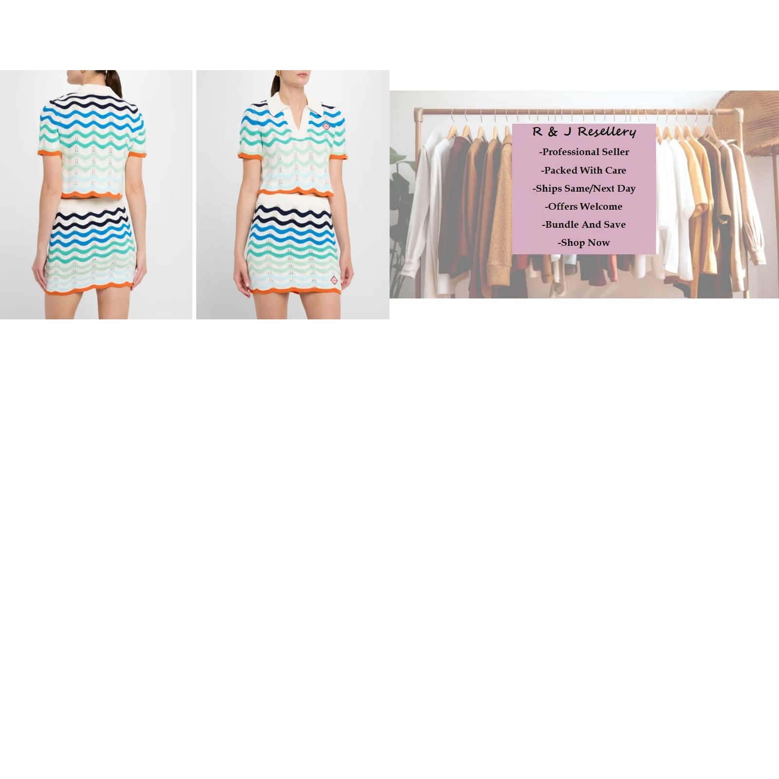 Casablanca Casablanca Women’s Polo Top Cropped Crocheted Multi Color XS Crochet Short Sleeve Polo Shirt Womens Varsity Casual Party/Cocktail Top Size XS / US 0-2 / IT 36-38 - 8 Thumbnail