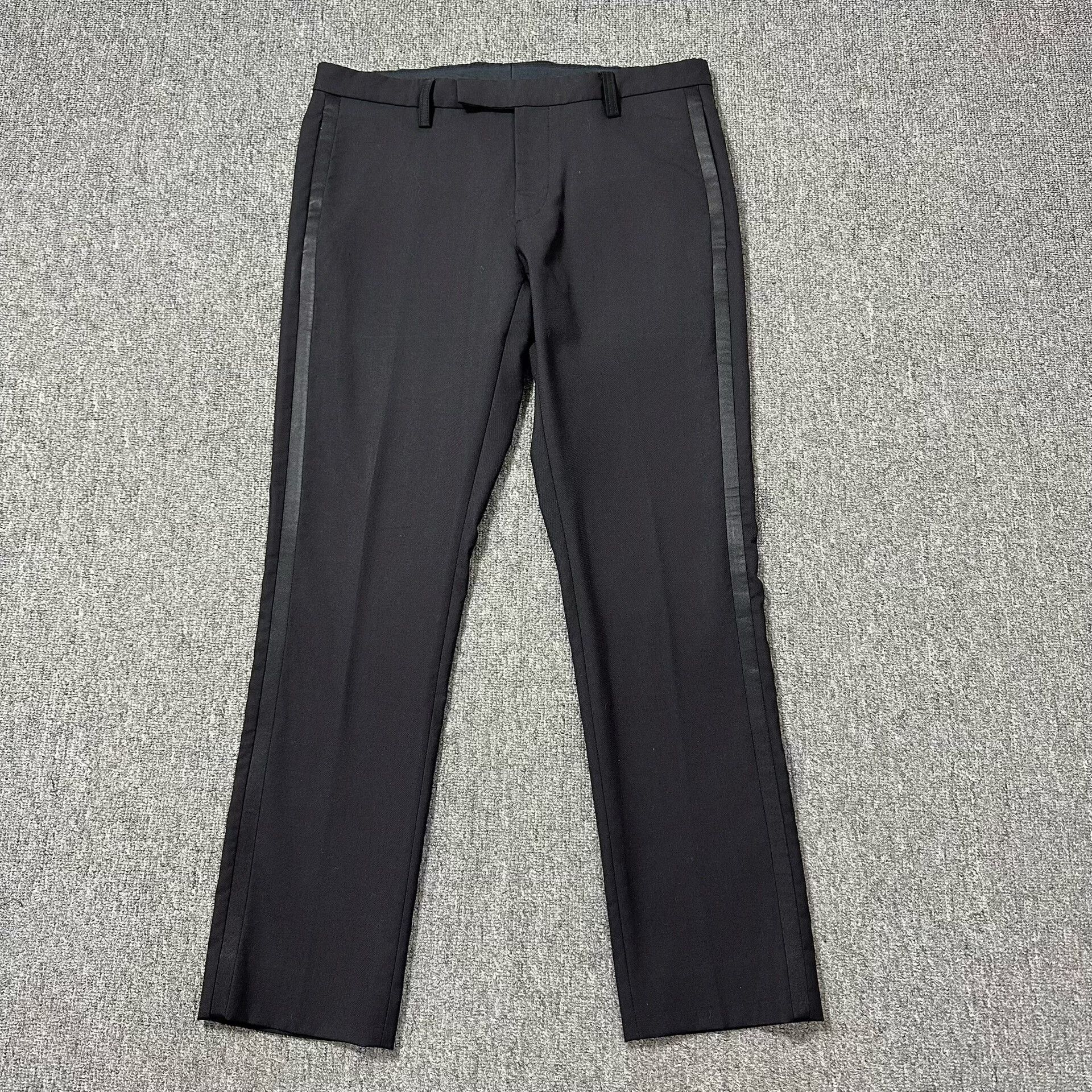 Dior Dior Black Silk Satin Stripe Formal Trousers Size US 30 / EU 46 - 1 Thumbnail