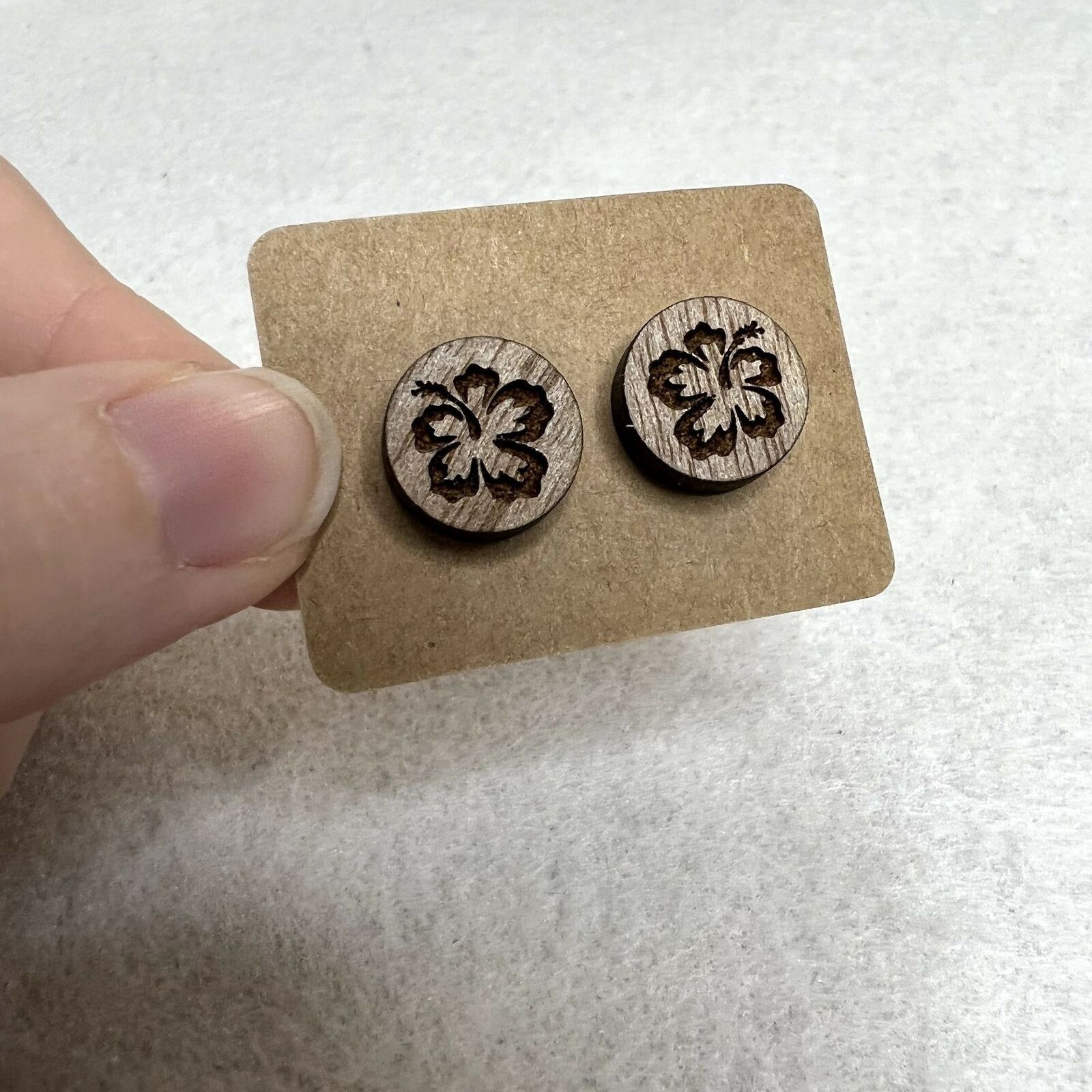 Handmade 3 Pack Wooden Engraved Stud Earrings Size ONE SIZE - 2 Thumbnail