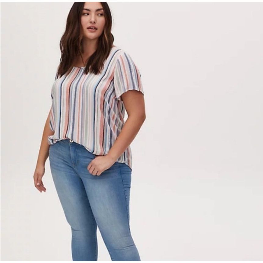 Other Torrid Women’s Plus Blouse Top 3X Rayon Striped NEW # G595 Size 3XL / US 20-22 - 2 Thumbnail