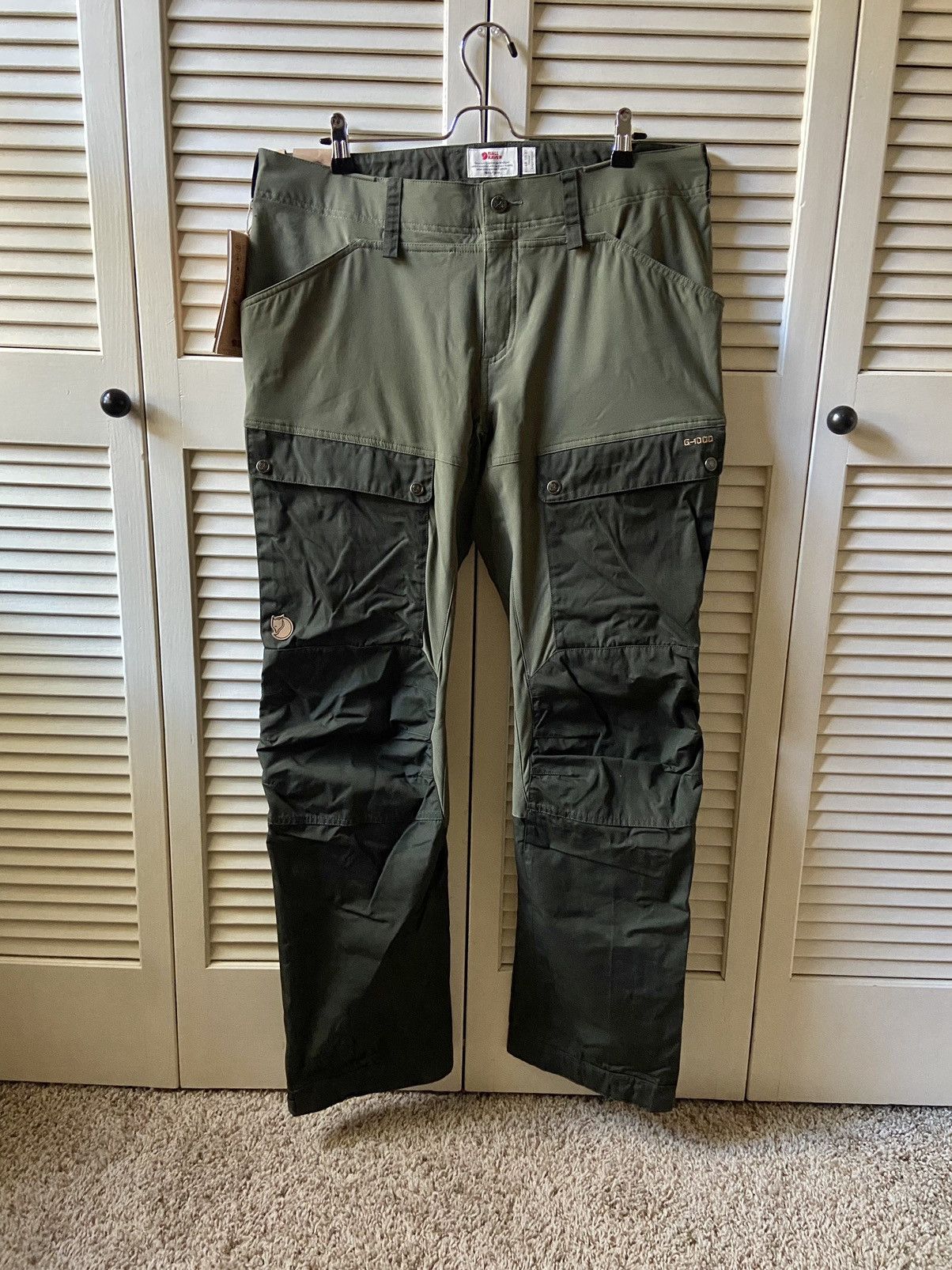 Image of Fjallraven Fjall Raven G-1000 Keb Trousers Outdoor Hiking Cargo Pants in Green, Men's (Size 36)