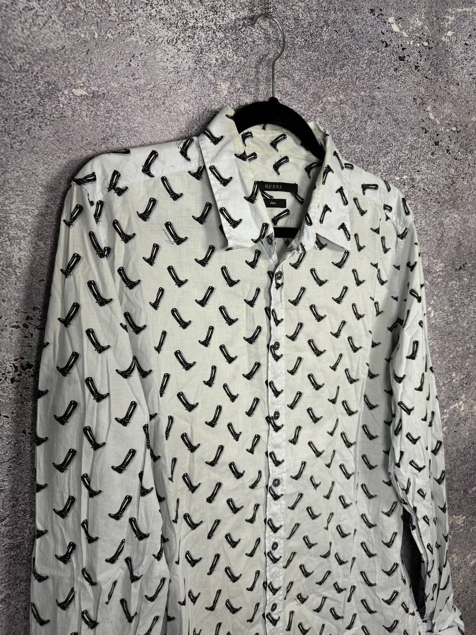 Gucci × Vintage GUCCI Shirt Button Up Printed Monogram Slim Fit White Size US M / EU 48-50 / 2 - 5 Thumbnail