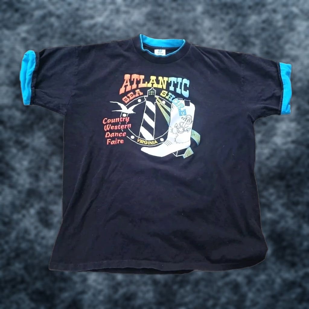 DANCER VINTAGE Western T-Shirt Men XL Black Virginia Single Stitch Dance Boots Country Western Shirt Mens XL Black Virginia T-Shirt Western Dance Vintage Size US XL / EU 56 / 4 - 1 Thumbnail