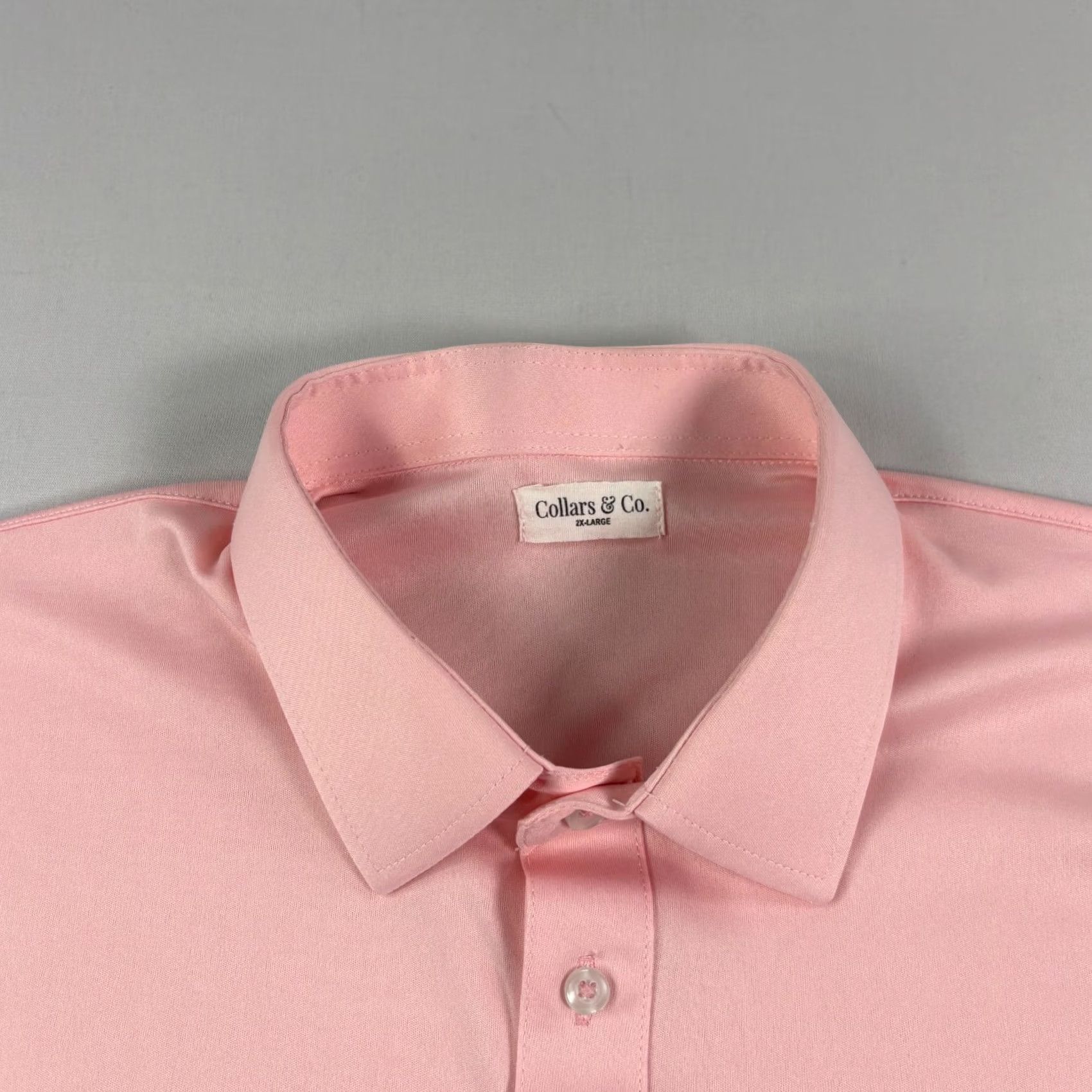 CO Collars & Co Shirt Polo Men 2XL Pink Short Sleeve Collared Golf Performance Stretch VINTAGE? Size US XXL / EU 58 / 5 - 4 Thumbnail