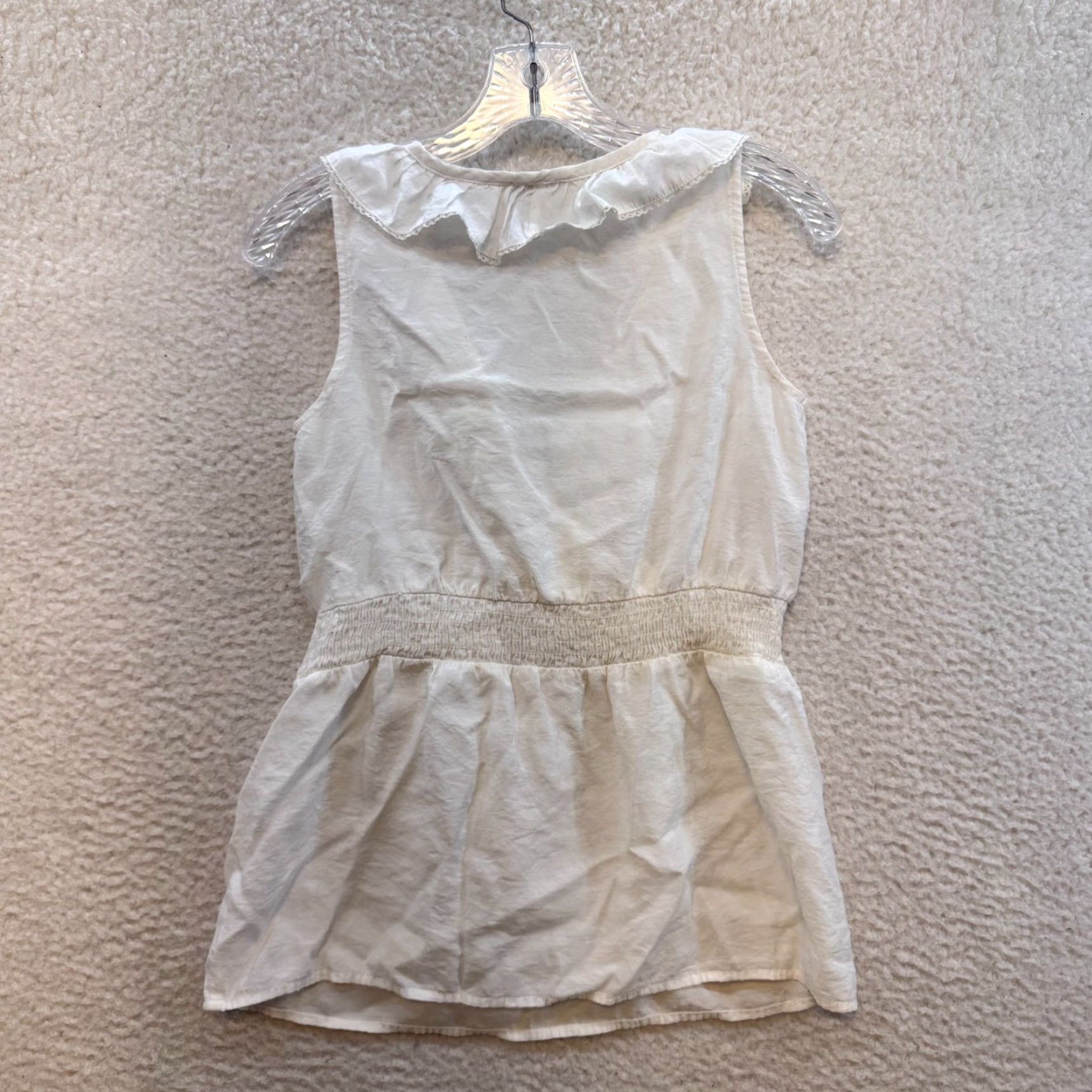 Vintage Y2K Vintage Shirt White M Boho Coquette Ruffle Sleeveless Wrap Fairy Regular MKM Womens/Girls (Size M) Size M / US 6-8 / IT 42-44 - 2 Thumbnail