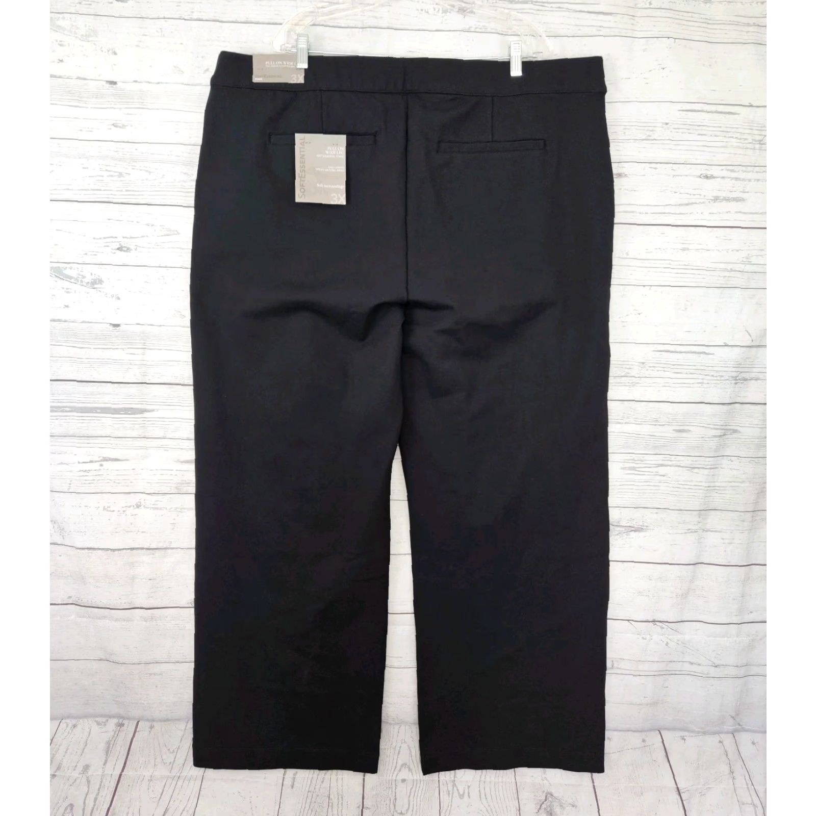 Soft Surroundings VINTAGE? No — Soft Surroundings Womens Pull On Ponte Pants Black 3X Wide-Leg High Rise Dress Pants Size 40" / US 18 - 3 Thumbnail