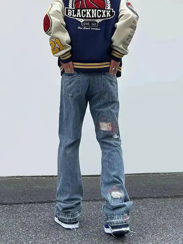Japanese Brand Loose embroidered hip-hop ripped jeans Size US 30 / EU 46 - 6 Thumbnail
