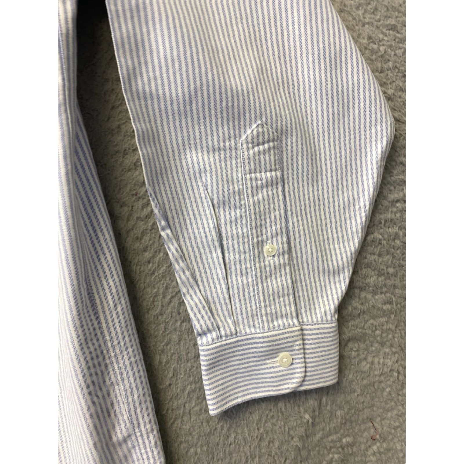 Vintage VINTAGE LL Bean Shirt Mens 17 35 Blue Stripes Work Cotton Thick / 44-92 Size US XL / EU 56 / 4 - 4 Thumbnail