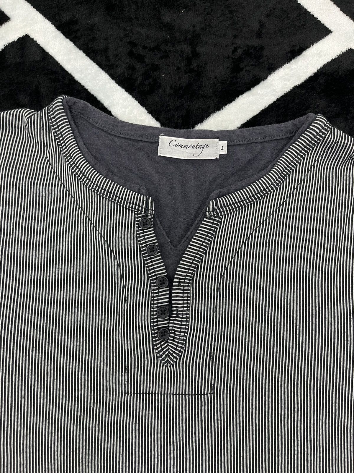 Japanese Brand Commontage Pinstripe LS Henley Shirt Casual Streetwear Size US L / EU 52-54 / 3 - 2 Thumbnail