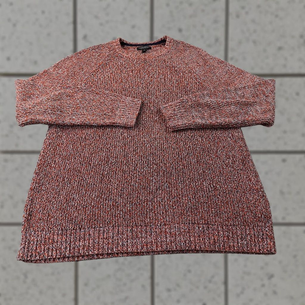 Banana Republic Banana Republic Sweater Mens XL Orange Speckled Heavy Rib Knit Crewneck Pullover Size US XL / EU 56 / 4 - 1 Thumbnail