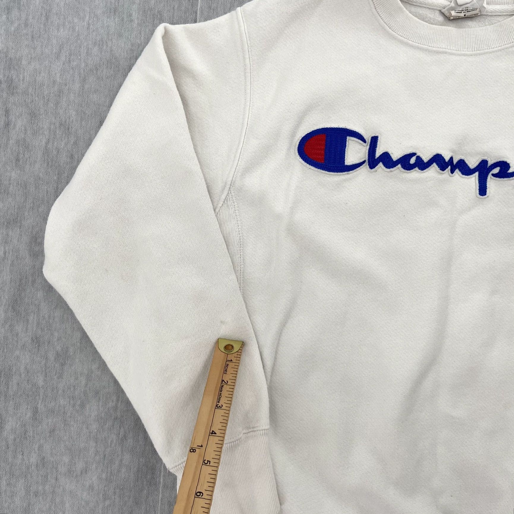 Champion VINTAGE Champion Sweatshirt Adult Medium White Reverse Weave Spellout Logo Sweatshirt Men M Size US M / EU 48-50 / 2 - 7 Thumbnail
