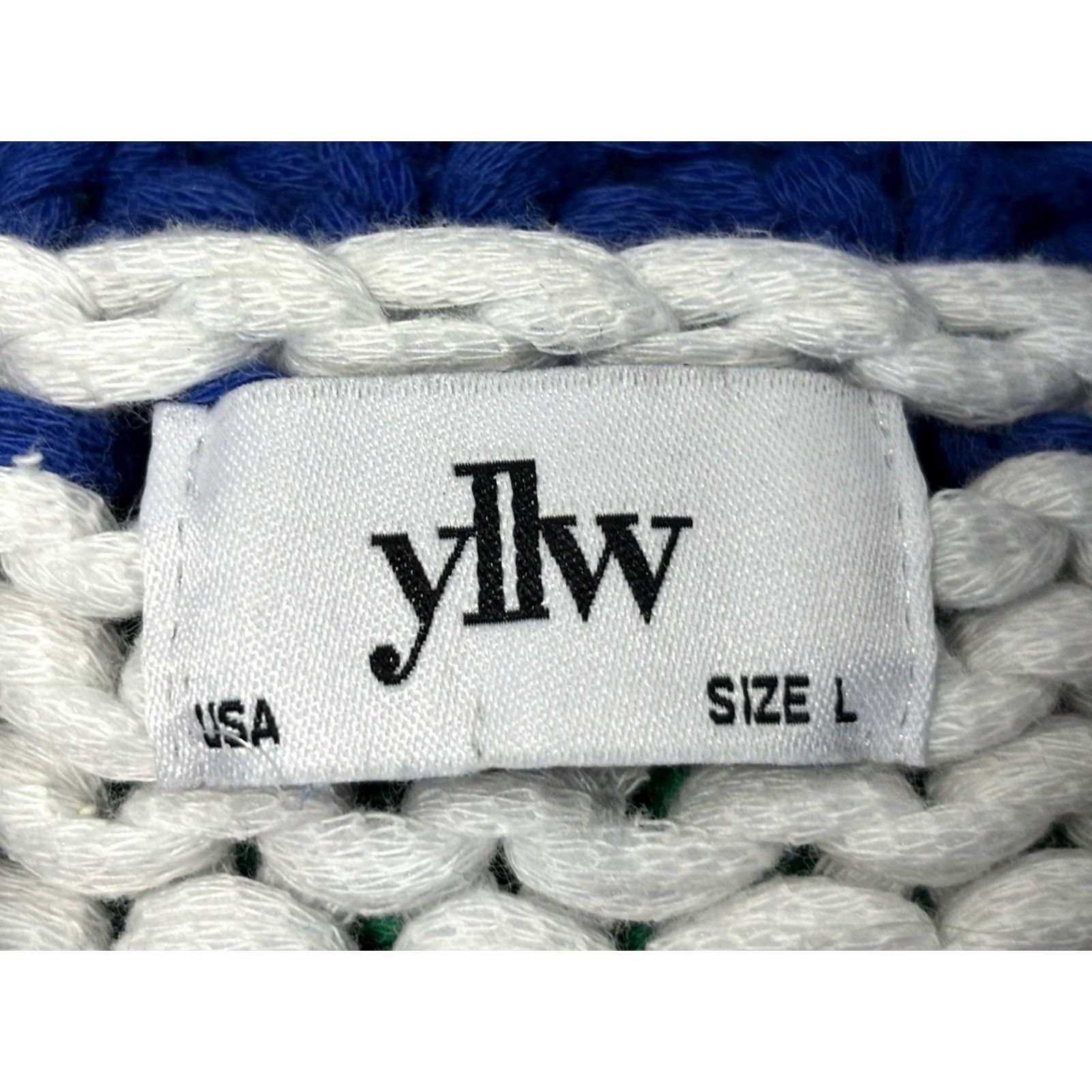 Vintage VINTAGE Yllw The Label Zora Chunky-Knit Sweater Mock Neck White Blue Yellow Ski Size L Size L / US 10 / IT 46 - 7 Thumbnail