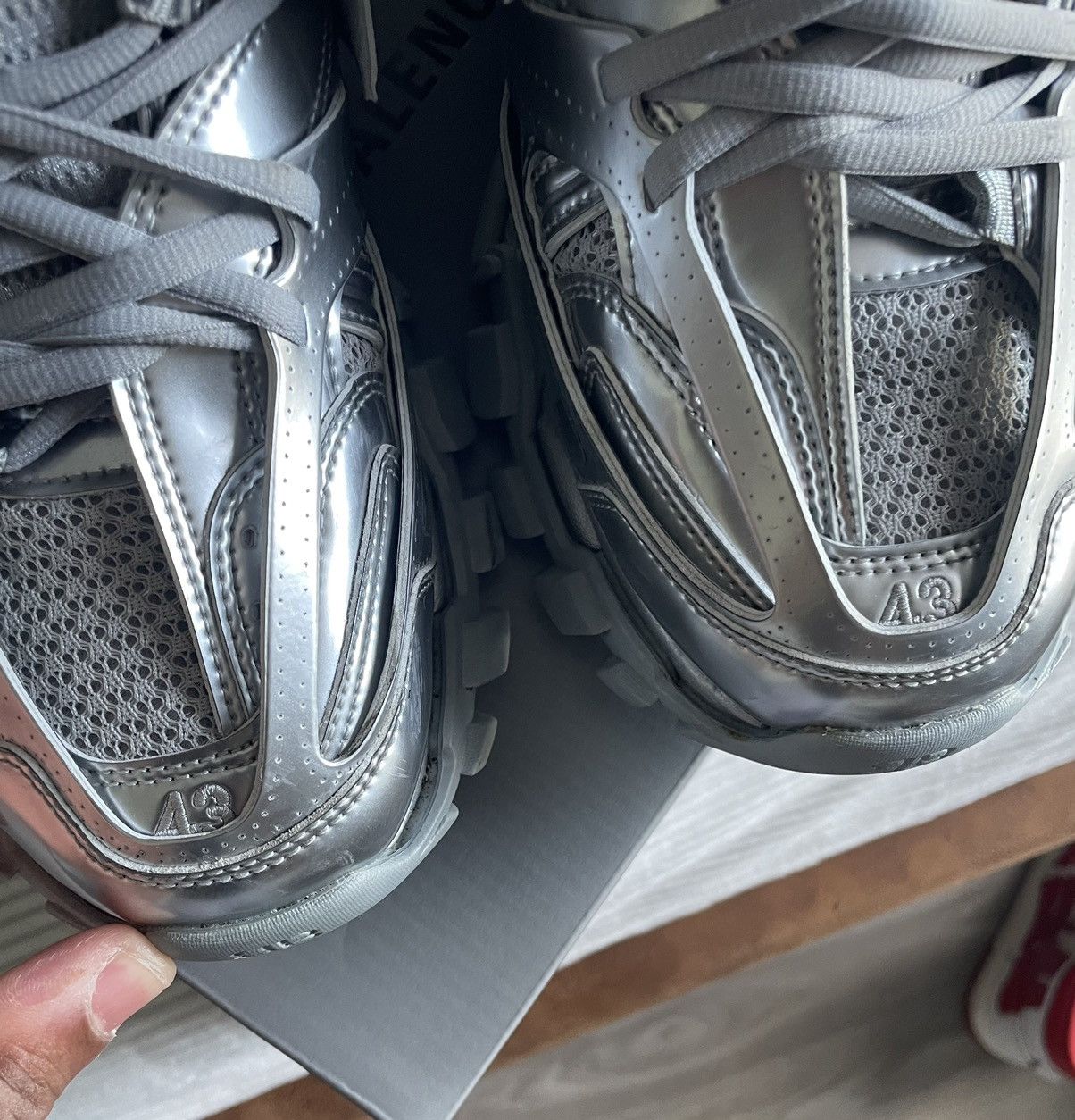 Balenciaga Balenciaga silver track sneakers Size US 10 / EU 43 - 4 Thumbnail