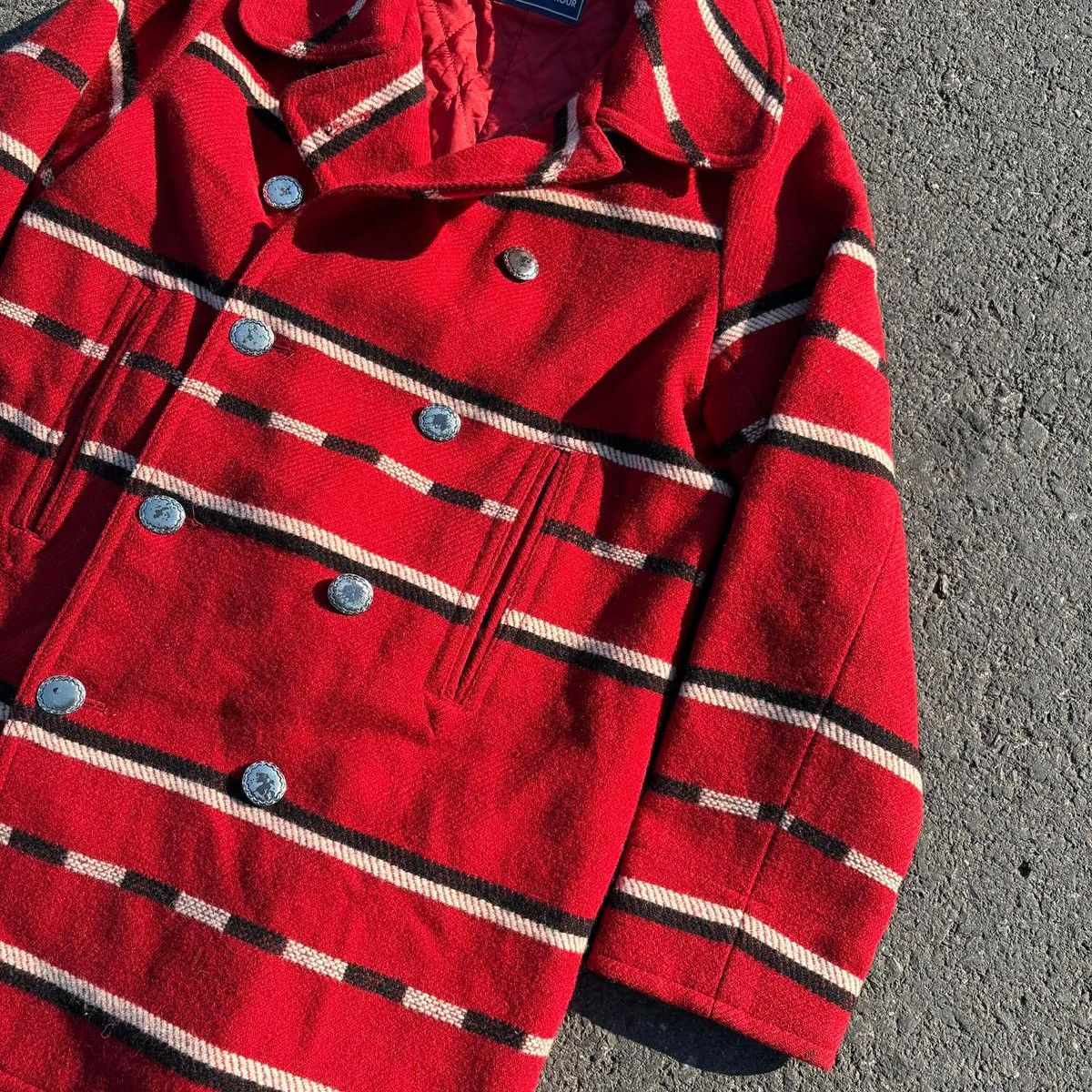 Hysteric Glamour Hysteric Glamour Red Stripe Wool Coat Jacket Size S / US 4 / IT 40 - 7 Thumbnail