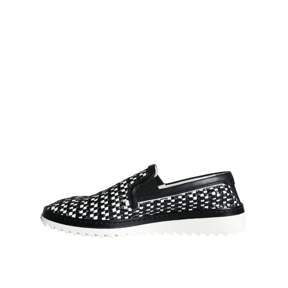 Dolce & Gabbana Dolce & Gabbana Black White Weaved Slip On Men Loafers Shoes Size US 8 / EU 41 - 6 Thumbnail