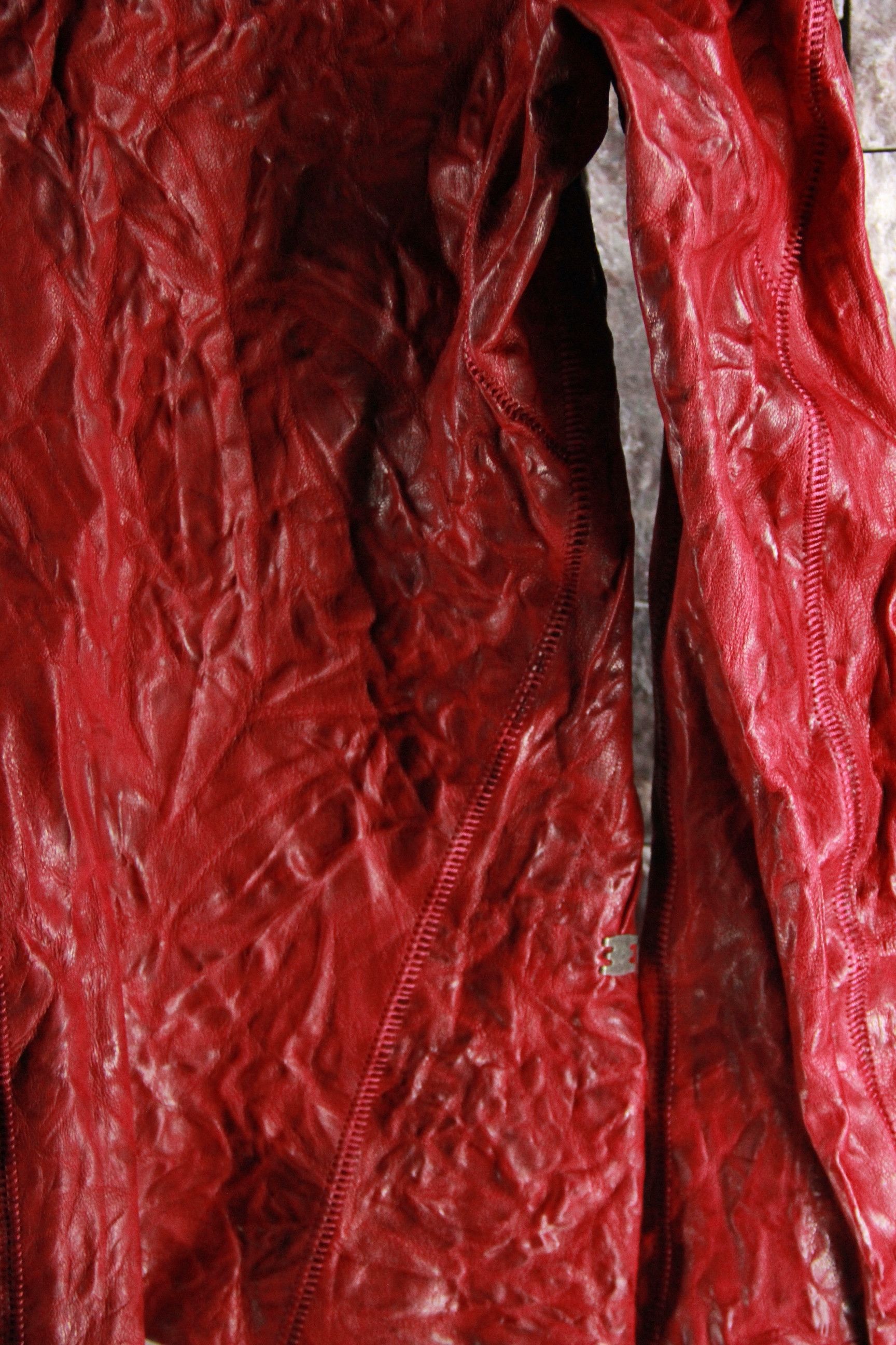 Isaac Sellam Experience Rick Owens Burgundy Half-Spine Leather Jacket Size US XL / EU 56 / 4 - 10 Thumbnail