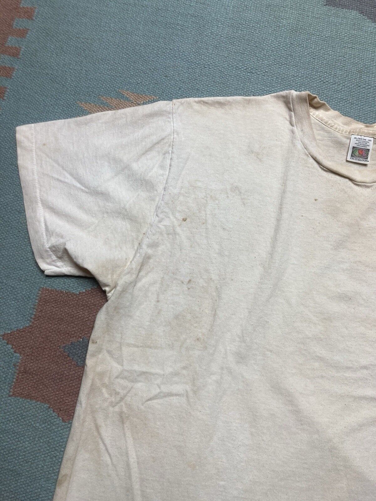 Fruit Of The Loom × Vintage Vtg blank white t shirt stained grunge fruit of the loom XL Size US XL / EU 56 / 4 - 4 Thumbnail