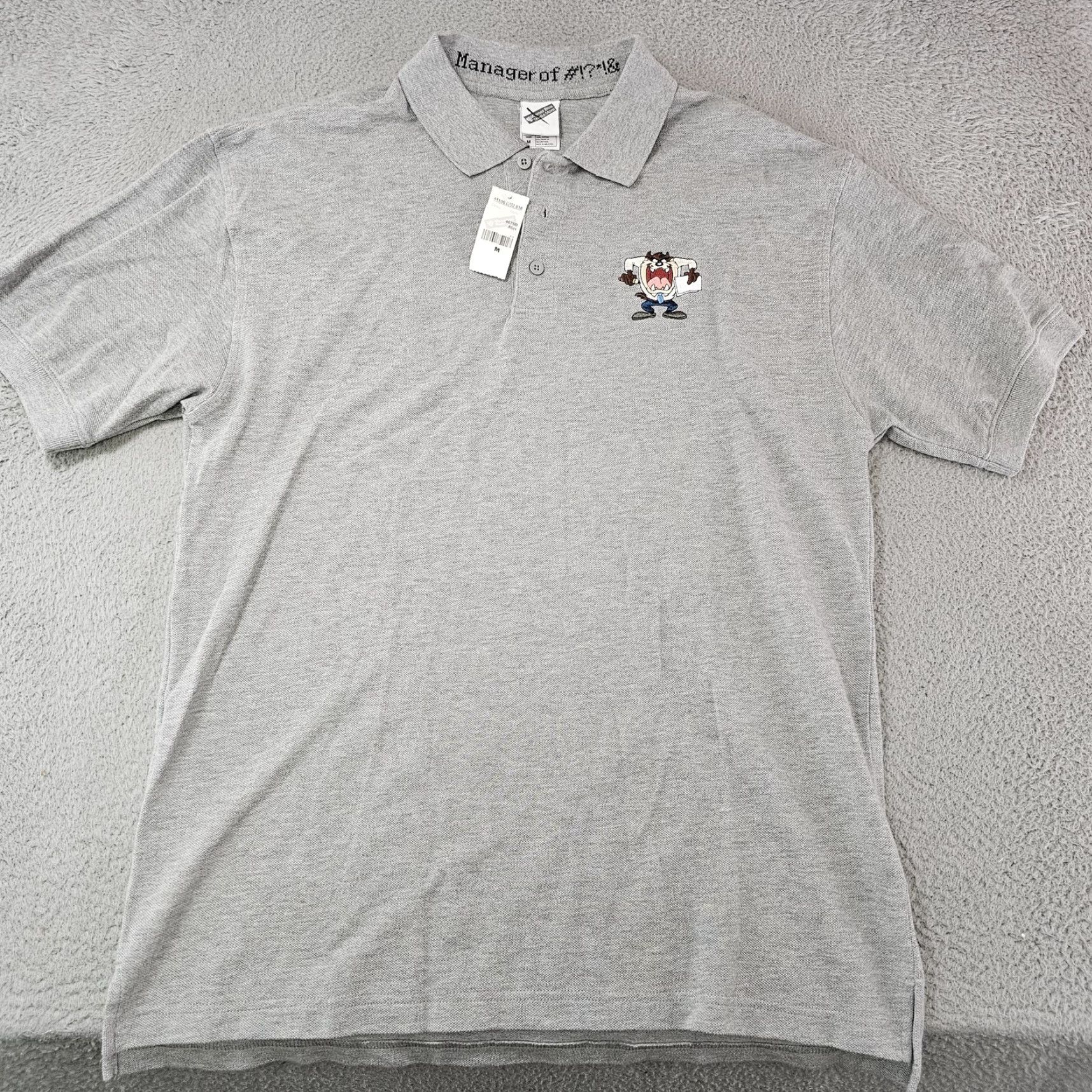 Vintage Warner Bros Studio Store Polo Shirt Mens Medium Gray Taz Manager Embroidered Shirt Size US M / EU 48-50 / 2 - 2 Thumbnail