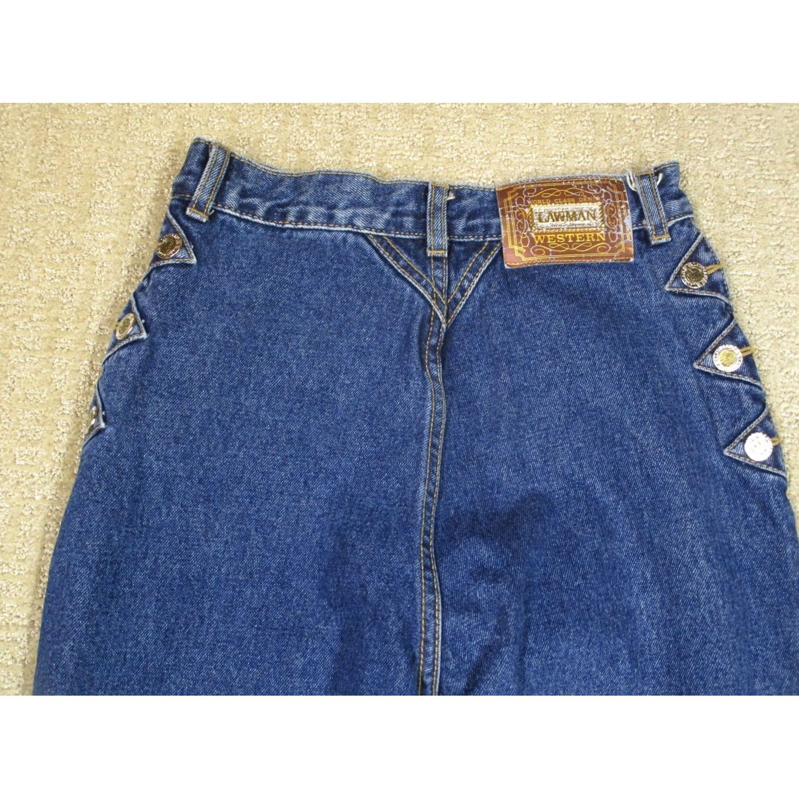 Vintage VINTAGE Lawman Jeans Women 4 Blue Bareback High Rise Riding Denim Dark Wash 90s Cowboy Logo Retro Southwestern Women Jeans Size 27" / US 4 / IT 40 - 4 Thumbnail