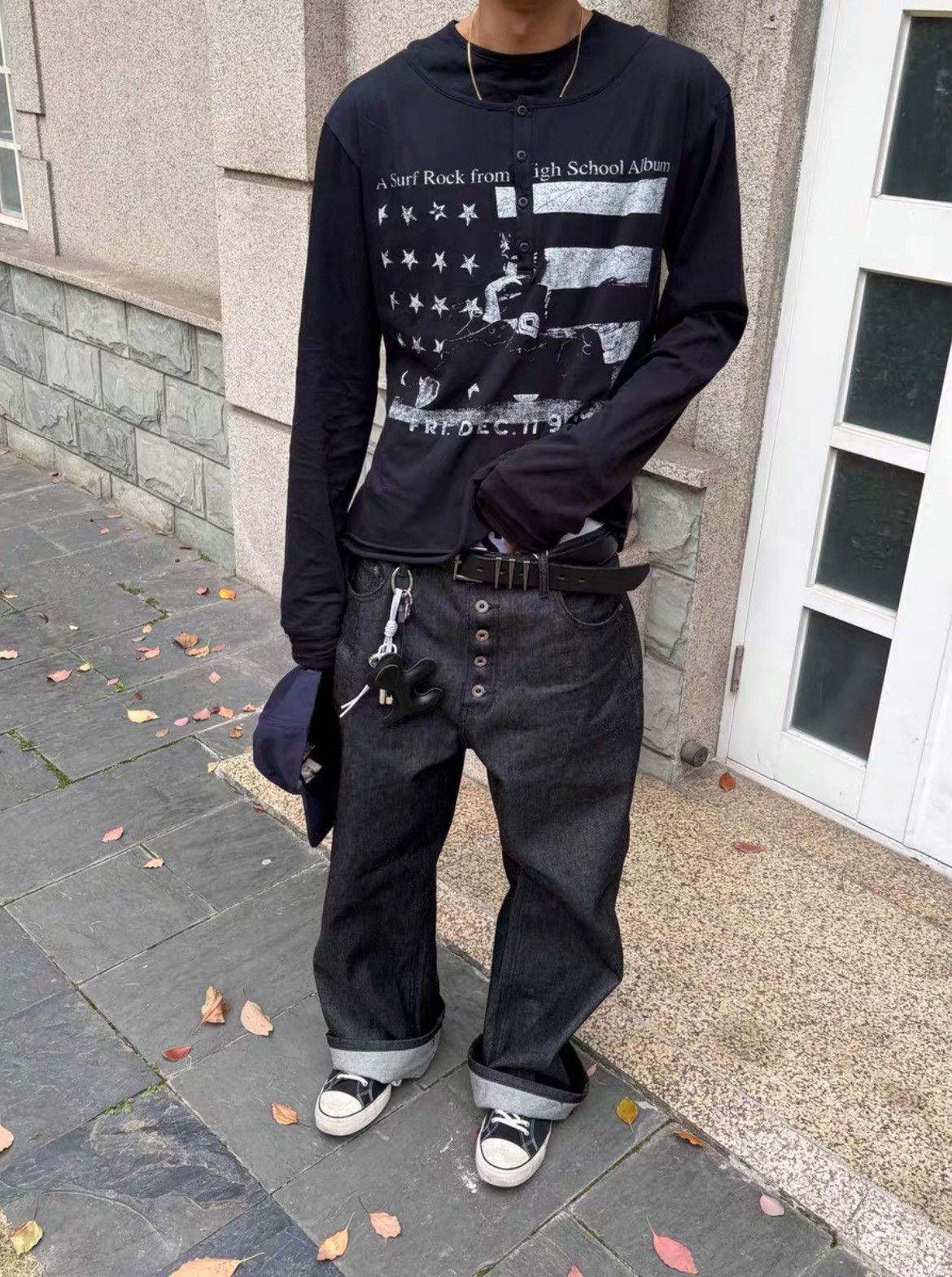Japanese Brand THE BUTCHER RIOT raw denim jeans wide fit open button flye Size US 28 / EU 44 - 9 Thumbnail