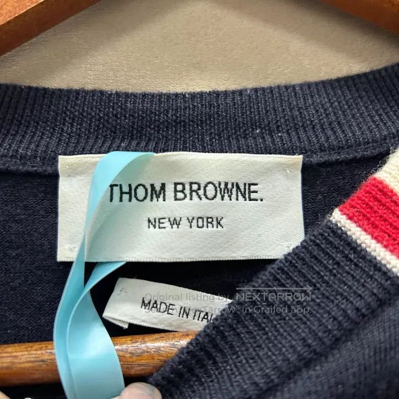 Thom Browne Thom Browne Navy Blue Wool Round Neck Sweater Size US S / EU 44-46 / 1 - 3 Thumbnail