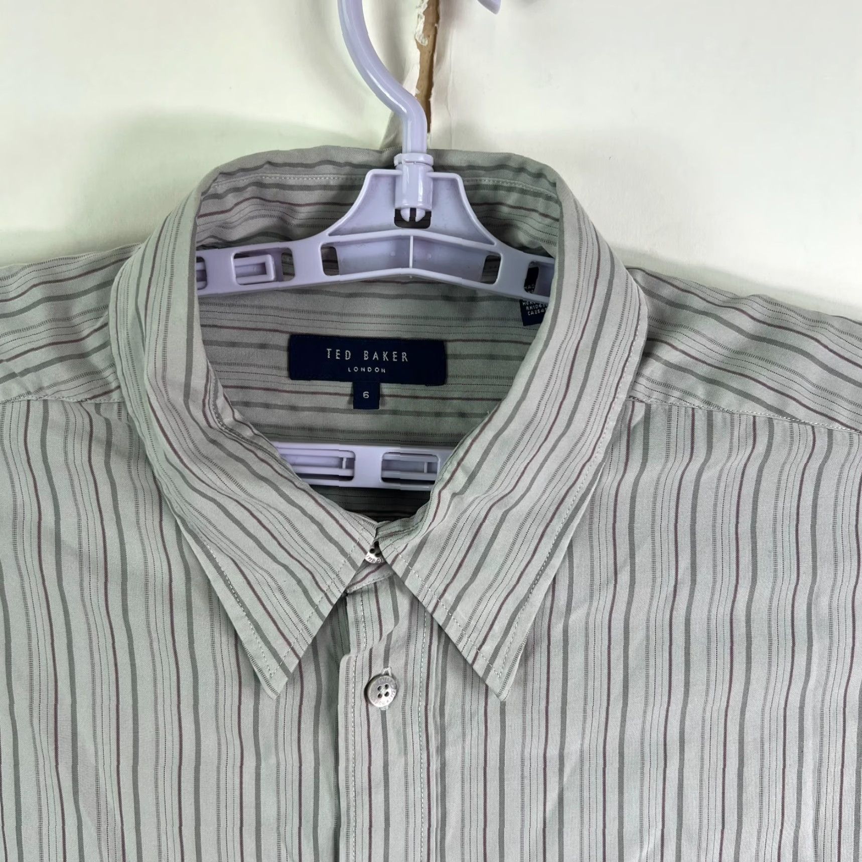 Ted Baker Ted Baker Striped Button-Up Shirt Mens Size 6 2XL Gray Long Sleeve Collared Classic Ted Baker Shirt Size US S / EU 44-46 / 1 - 3 Thumbnail