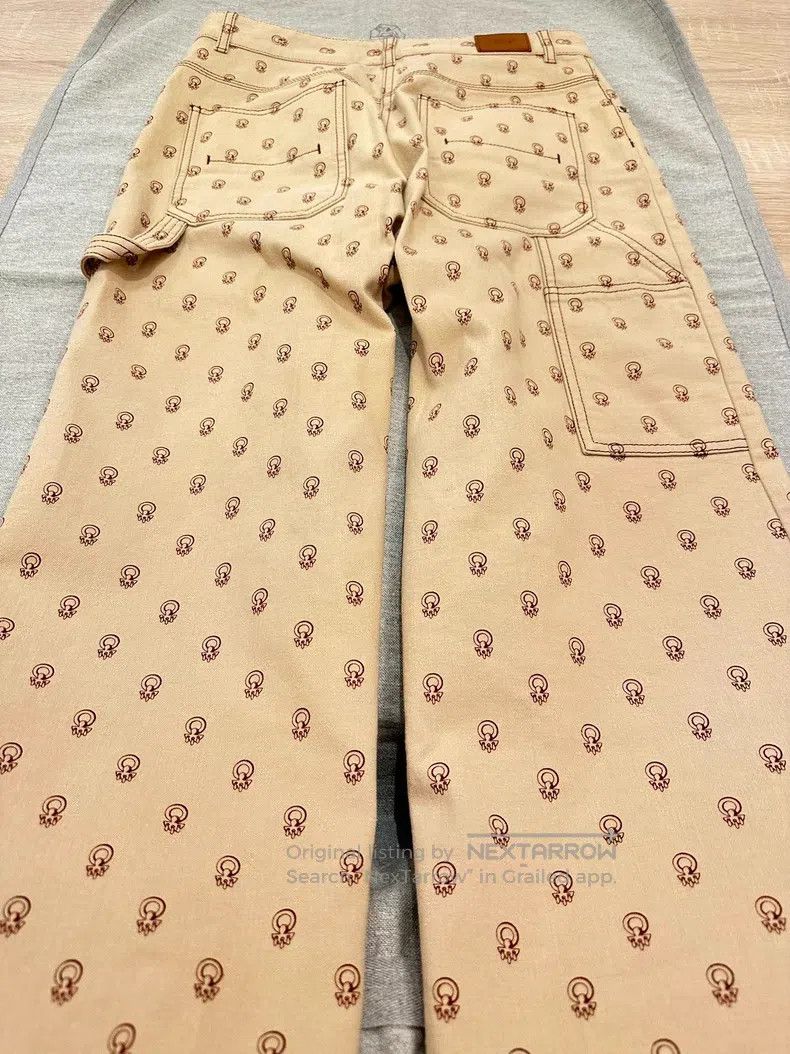 Hermes Hermes Cotton khaki full-print logo jeans Size 25" / US 0 / IT 36 - 7 Thumbnail