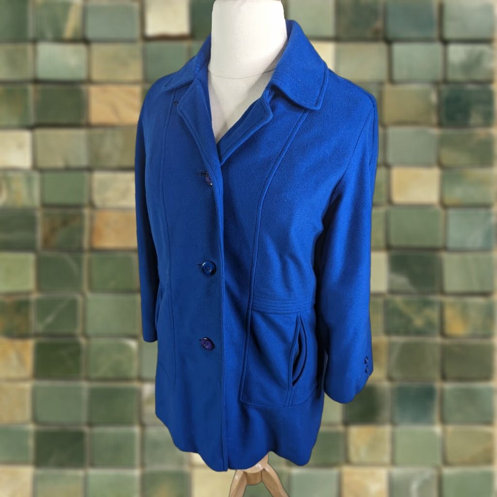 Vintage VINTAGE Abbmoor Women's Blue Button-Down Pea Coat XL United States Made Coat Size XL / US 12-14 / IT 48-50 - 1 Thumbnail