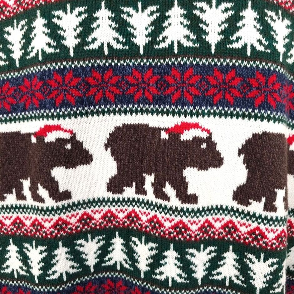 Vintage VINTAGE Bear Christmas Sweater Mens Size XL Red Holiday Fair Isle Santa All Over Print Size US XL / EU 56 / 4 - 3 Thumbnail