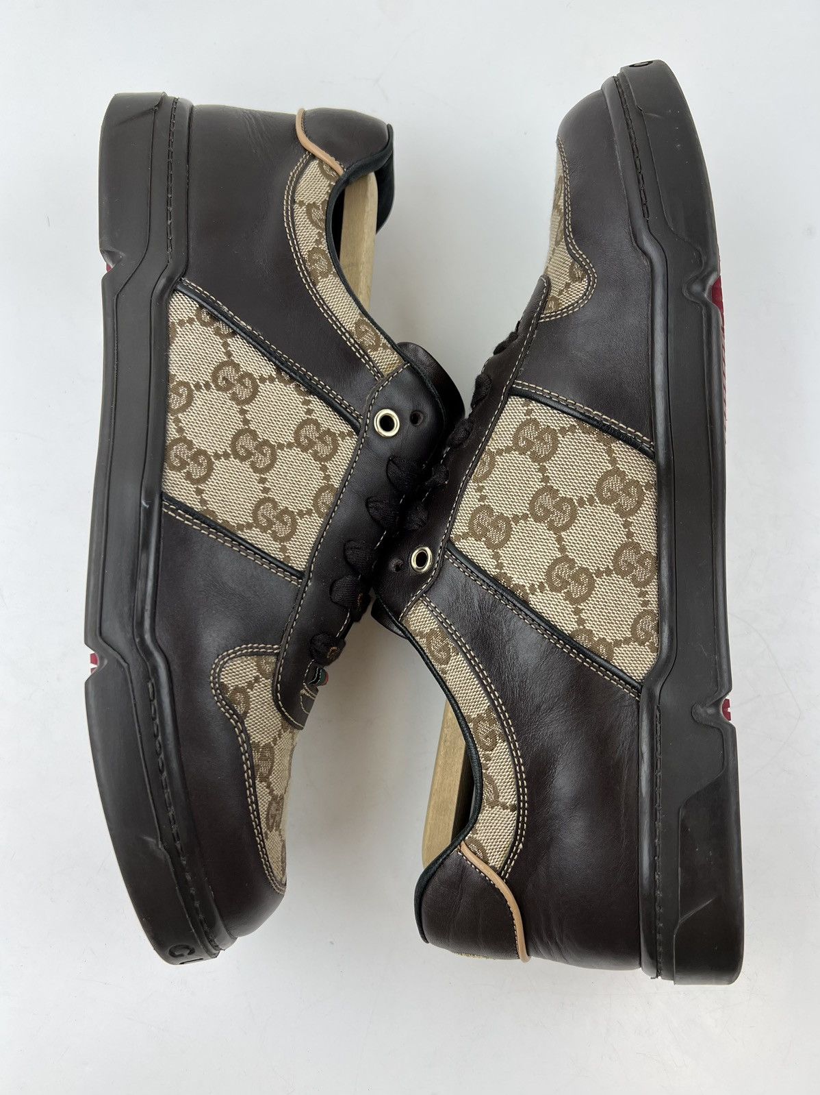 Gucci GUCCI Sneakers Leather Shoes GG Monogram Logo Brown Men’s Size US 9 / EU 42 - 11 Thumbnail